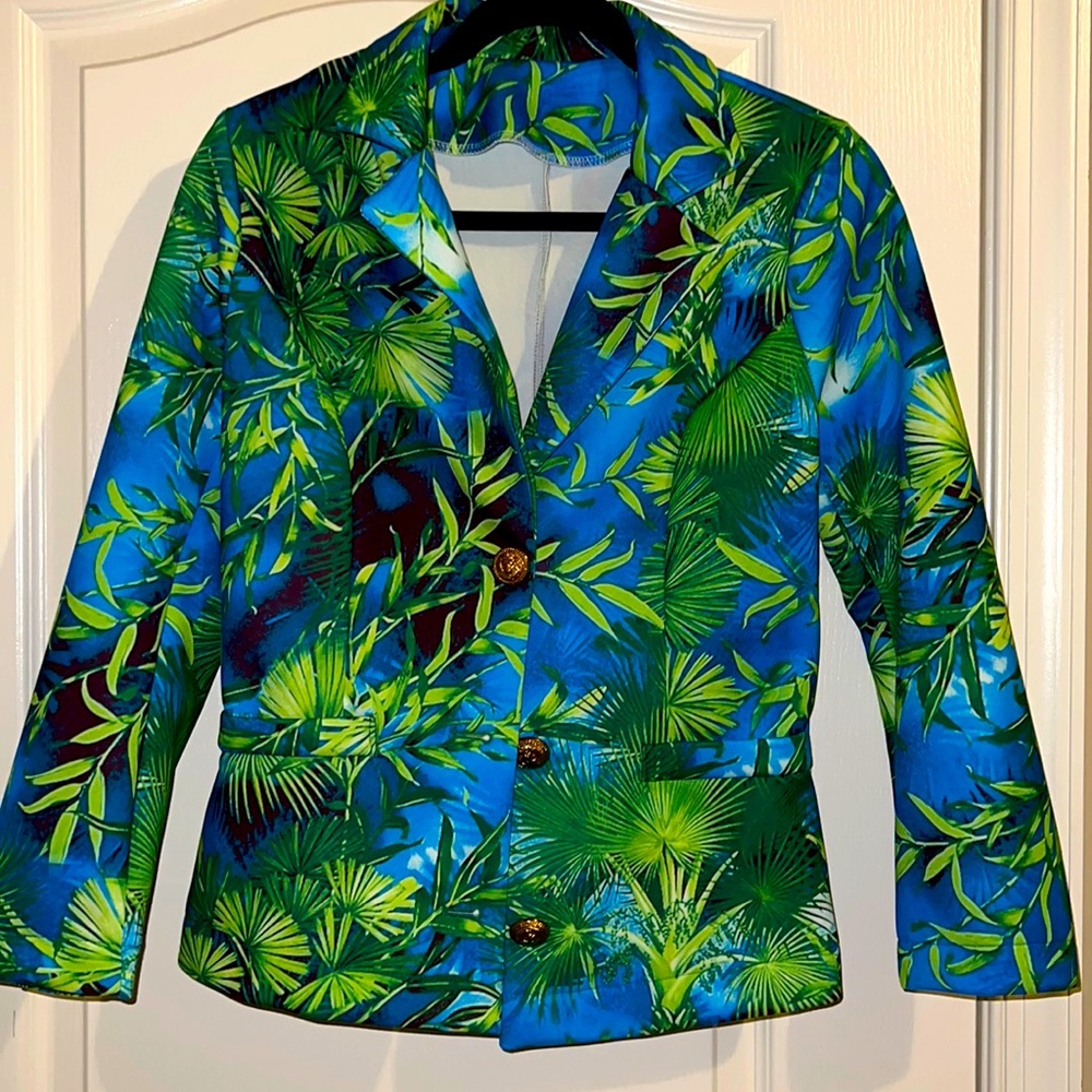 Tropical Sexy Palm Print Pants Set | Blazer Set